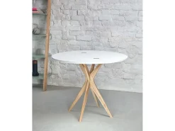 Mesa de comedor semicircular extensible 100 cm Jubi Blanco Tiza