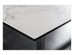 Mesa de comedor SIRAVA – Rectangular 200 cm – Efecto mármol blanco y estructura metálica