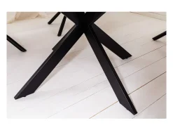 Mesa de comedor SOLARA 130 cm – Tablero redondo de acacia maciza y patas de metal negro – Estilo industrial chic