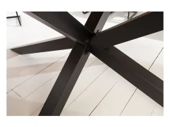 Mesa de comedor SOLARA - Madera de pino reciclado y metal negro - 200 cm - Tablero grueso de 60 mm - Estilo industrial
