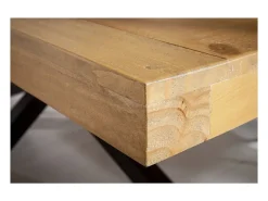 Mesa de comedor SOLARA - Madera de pino reciclado y metal negro - 200 cm - Tablero grueso de 60 mm - Estilo industrial