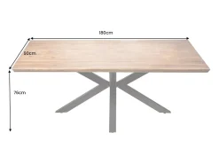 Mesa de comedor SOLARA – Rectangular 180 cm – Madera maciza Sheesham y metal – Estilo industrial