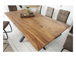 Mesa de comedor SOLARA – Rectangular 180 cm – Madera maciza Sheesham y metal – Estilo industrial