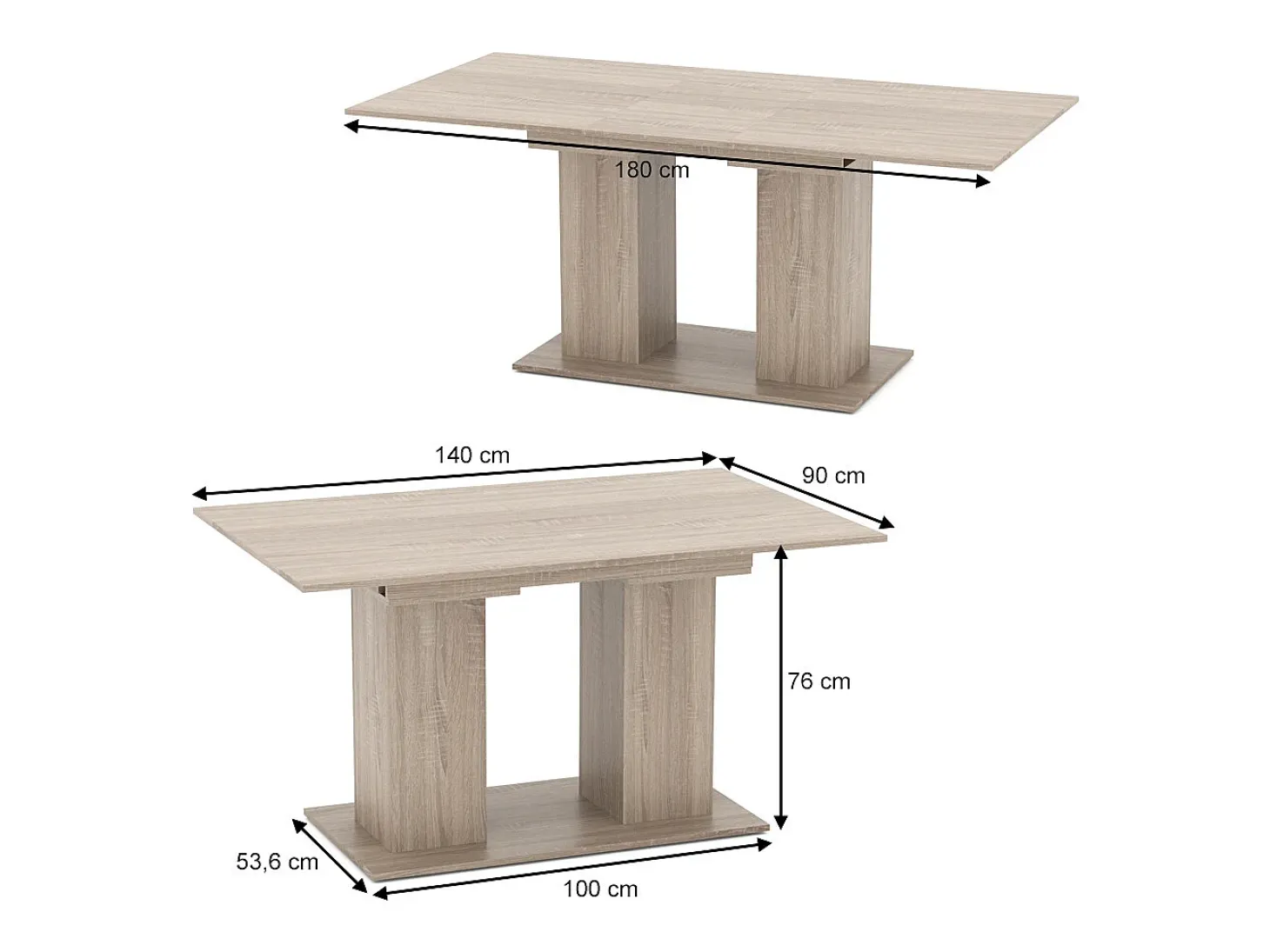 Mesa de comedor sonoma 140x90x76 dix
