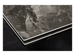 Mesa de comedor STELIX 180–220–260 cm – Tablero de cerámica efecto mármol y vidrio templado