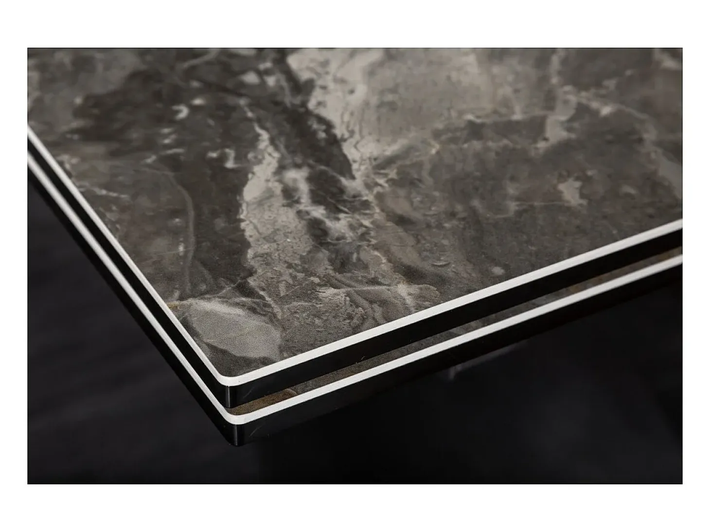 Mesa de comedor STELIX 180–220–260 cm – Tablero de cerámica efecto mármol y vidrio templado