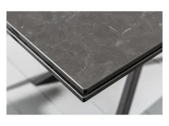 Mesa de comedor STELIX 180–220–260 cm – Tapa de cerámica antracita y vidrio templado – Extensible