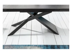 Mesa de comedor STELIX 180–220–260 cm – Tapa de cerámica antracita y vidrio templado – Extensible