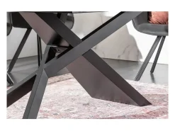Mesa de comedor STELIX – Extensible de 180 a 260 cm – Estructura de metal y superficie de vidrio templado y cerámica