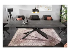 Mesa de comedor STELIX – Extensible de 180 a 260 cm – Estructura de metal y superficie de vidrio templado y cerámica