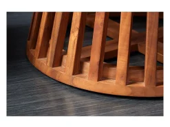 Mesa de comedor TALMA 130 cm – Tablero redondo en acacia barnizado – Espíritu rústico y acogedor