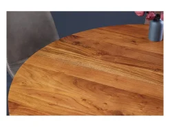 Mesa de comedor TALMA 130 cm – Tablero redondo en acacia barnizado – Espíritu rústico y acogedor
