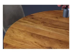 Mesa de comedor TALMA – Redonda diámetro 140 cm – Madera maciza de acacia barnizada – Estilo rústico