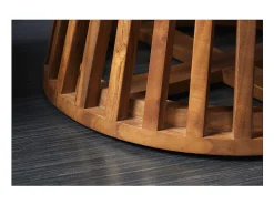 Mesa de comedor TALMA – Redonda diámetro 120 cm – Madera maciza de acacia barnizada – Estilo rústico