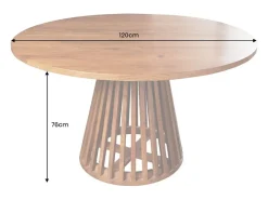 Mesa de comedor TALMA – Redonda diámetro 120 cm – Madera maciza de acacia barnizada – Estilo rústico