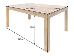 Mesa de comedor TAVINA 160–240 cm – Mesa extensible de madera maciza de Sheesham barnizada