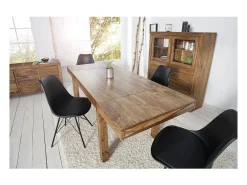 Mesa de comedor TAVINA 120–200 cm – Mesa extensible de madera maciza de Sheesham barnizada