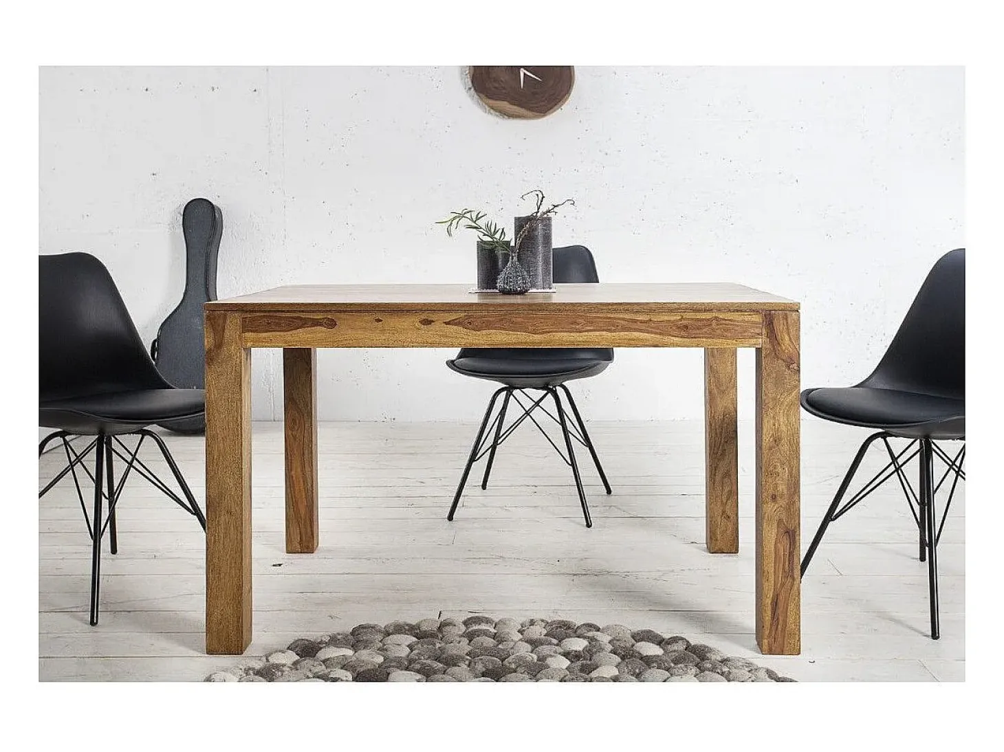 Mesa de comedor TAVINA 120–200 cm – Mesa extensible de madera maciza de Sheesham barnizada