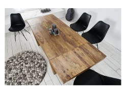 Mesa de comedor TAVINA 120–200 cm – Mesa extensible de madera maciza de Sheesham barnizada