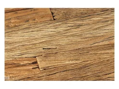 Mesa de comedor VELENA – Rectangular 200 cm – Madera de teca, vidrio y acero plateado – Estilo barroco chic