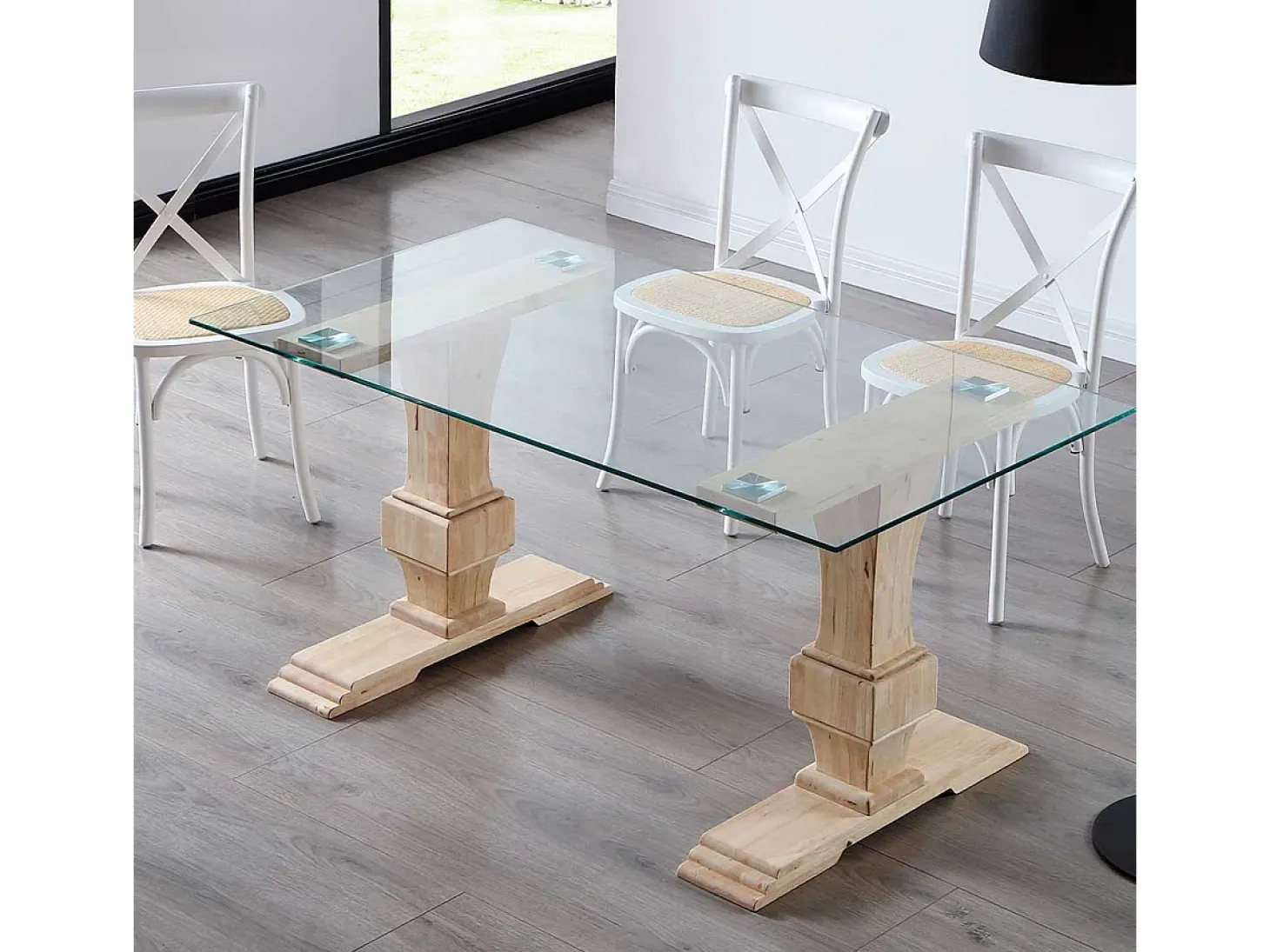 Mesa de comedor Versalles forma rectangular roble Nordish 76x160x90 cm Adec