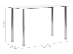 Mesa de comedor vidrio templado transparente 120x60x75 cm