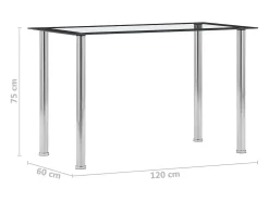 Mesa de comedor vidrio templado negro transparente 120x60x75 cm ES330287