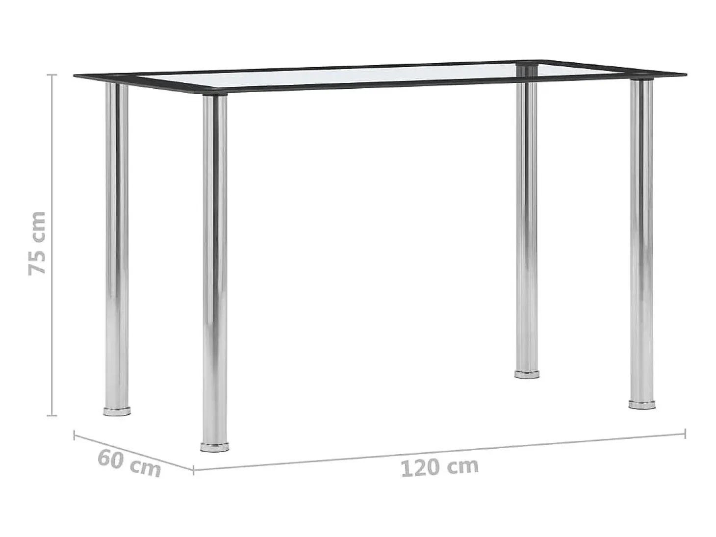 Mesa de comedor vidrio templado negro transparente 120x60x75 cm