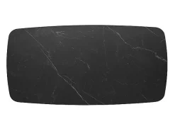 Mesa de comedor VINCI longitud 180cm con tablero de 10mm de piedra efecto mármol negro.