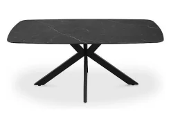 Mesa de comedor VINCI longitud 180cm con tablero de 10mm de piedra efecto mármol negro.