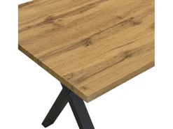 Mesa de comedor 140x80cm con patas de metal - Tablero imitación madera - Natural claro y negro
