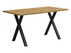 Mesa de comedor 140x80cm con patas de metal - Tablero imitación madera - Natural claro y negro