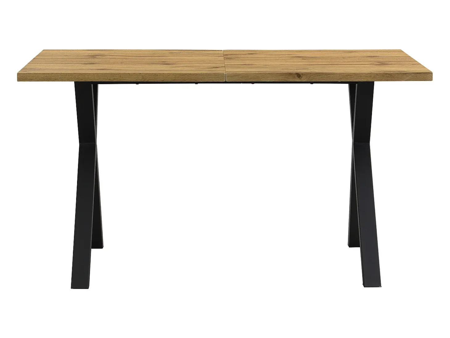 Mesa de comedor 140x80cm con patas de metal - Tablero imitación madera - Natural claro y negro
