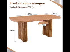 Mesa de comedor 180x90cm para 4 a 6 personas - Tapa texturizada - Color madera
