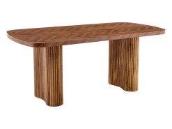 Mesa de comedor 180x90cm para 4 a 6 personas en color madera - Tapa texturizada oscura