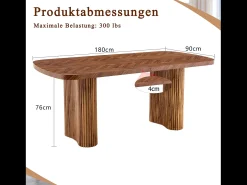 Mesa de comedor 180x90cm para 4 a 6 personas en color madera - Tapa texturizada oscura