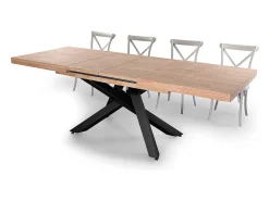 Mesa de comedor Xena extensible forma rectangular roble Nordish/negro 76x140-180-220x90 cm Adec