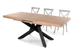 Mesa de comedor Xena extensible forma rectangular roble Nordish/negro 76x140-180-220x90 cm Adec