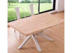 Mesa de comedor Xena forma patas cruzadas tapa irregular roble Nordish/blanco 76x150x90 cm Adec