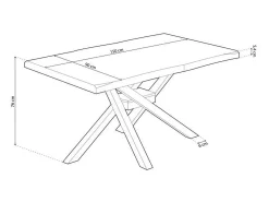Mesa de comedor Xena forma patas cruzadas tapa irregular roble Nordish/negro 76x150x90 cm Adec
