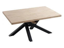 Mesa de comedor Xena patas cruzadas tapa regular roble Nordish/negro 76x160x100 cm Adec
