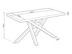Mesa de comedor Xena patas cruzadas forma rectangular roble Nordish/negro 76x140x80 cm Adec