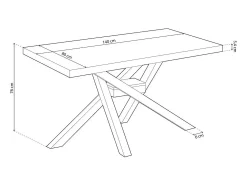 Mesa de comedor Xena patas cruzadas forma rectangular roble Nordish/negro 76x140x80 cm Adec