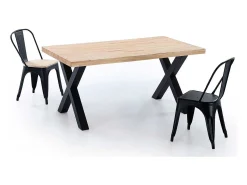 Mesa de comedor X-Loft rectangular diseño nórdico roble Nordish/negro 76x160x90 cm Adec