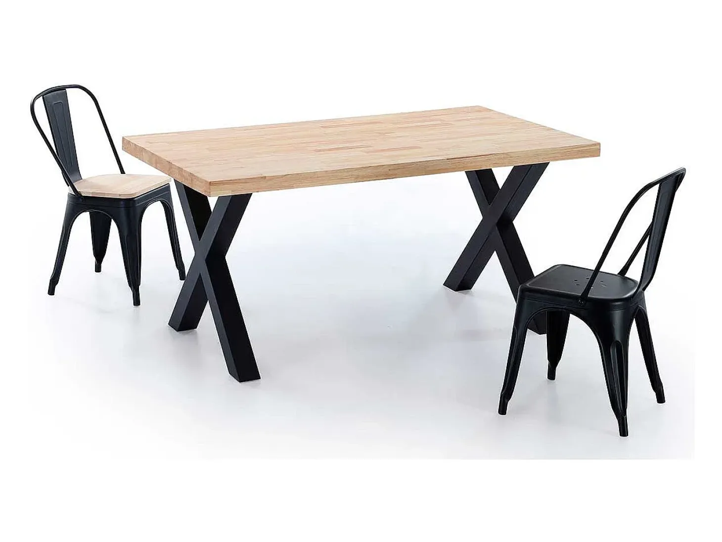 Mesa de comedor X-Loft rectangular diseño nórdico roble Nordish/negro 76x160x90 cm Adec