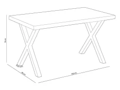 Mesa de comedor X-Loft rectangular diseño nórdico roble Nordish/negro 76x160x90 cm Adec