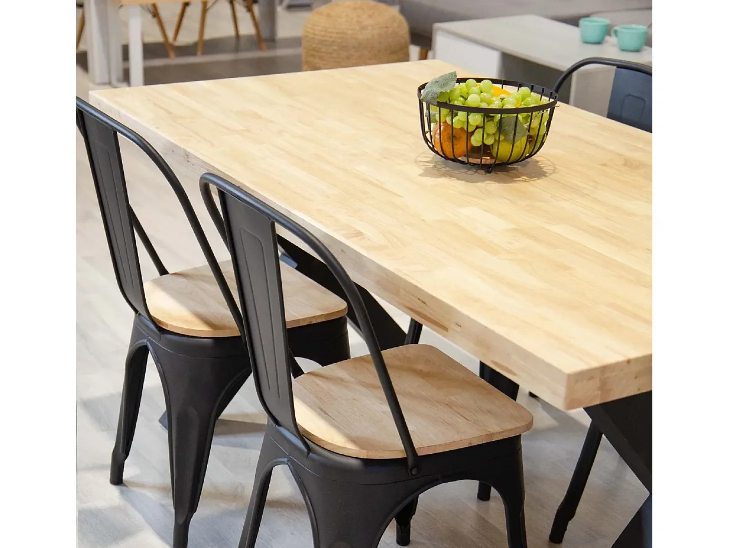Mesa de comedor X-Loft rectangular diseño nórdico roble Nordish/negro 76x160x90 cm Adec