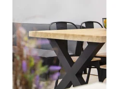 Mesa de comedor X-Loft rectangular diseño nórdico roble Nordish/negro 76x160x90 cm Adec