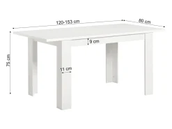Mesa de comedor 120x80x75 cm blanca