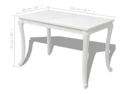 Mesa de comedor 116x66x76 cm blanco brillante
